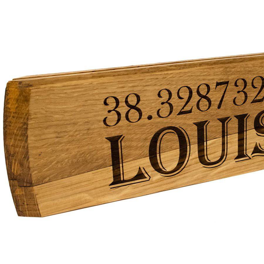 Louisville, Kentucky Coordinates Barrel Stave - A Taste of Kentucky