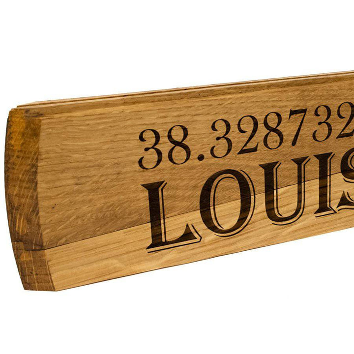 Louisville, Kentucky Coordinates Barrel Stave - A Taste of Kentucky