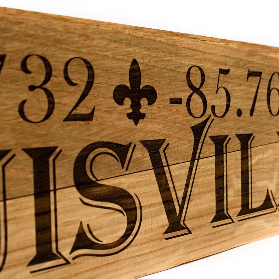 Louisville, Kentucky Coordinates Barrel Stave - A Taste of Kentucky