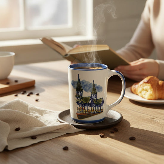 Louisville Stoneware 14 oz Twin Spires Mug | Hand-Painted Churchill Downs Coffee Mug - A Taste of Kentucky