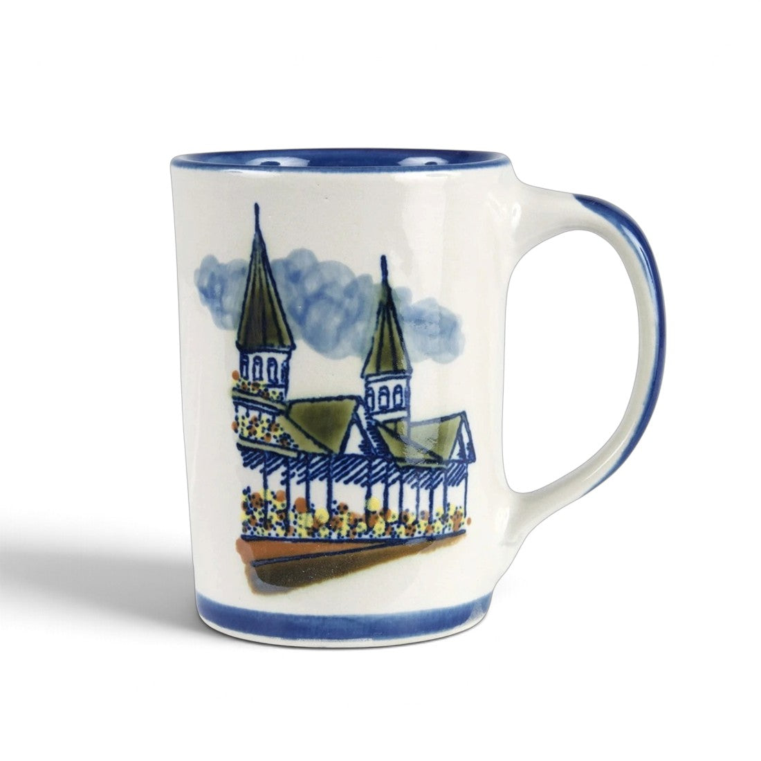 Louisville Stoneware 14 oz Twin Spires Mug | Hand-Painted Churchill Downs Coffee Mug - A Taste of Kentucky