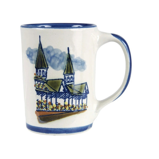 Louisville Stoneware 14 oz Twin Spires Mug | Hand-Painted Churchill Downs Coffee Mug - A Taste of Kentucky