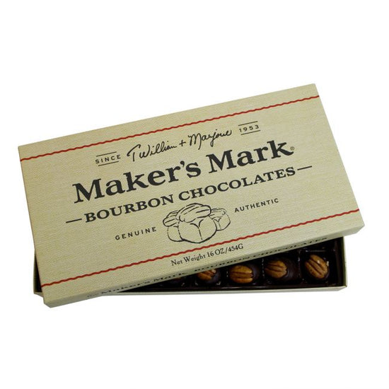 Box of Maker's Mark Bourbon Chocolates on a white background