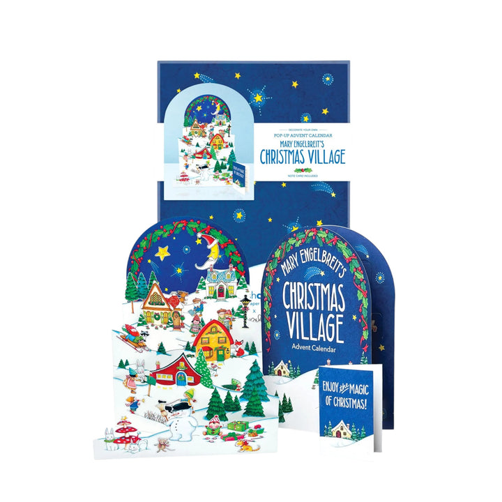 Mary Engelbreit's Christmas Village advent calendar packaging on a white background