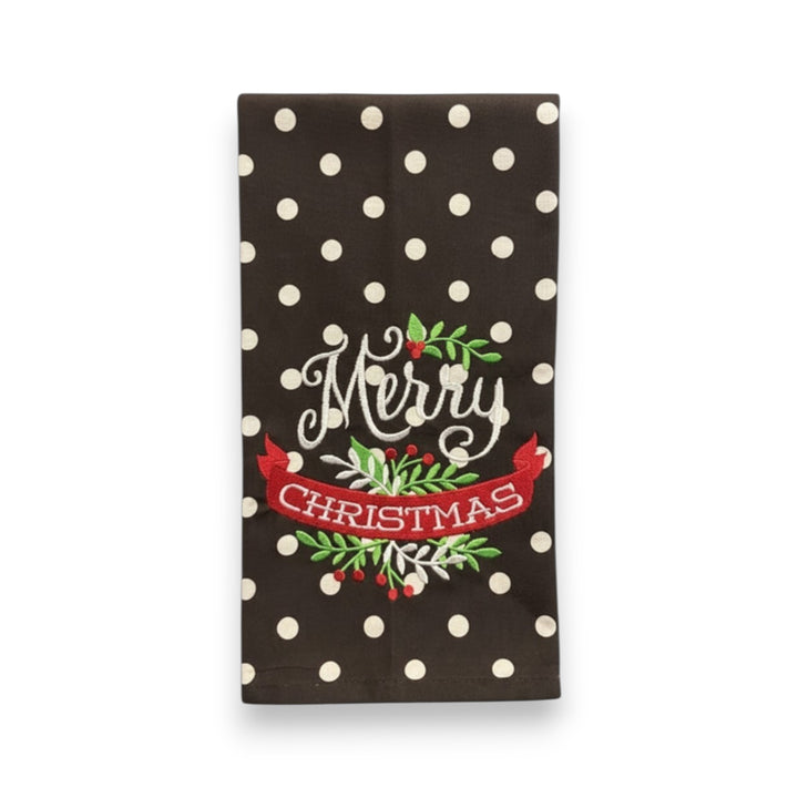Merry Christmas Embroidered Tea Towel – Christmas Kitchen Decor