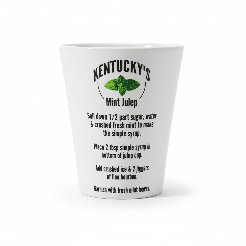 A close-up view of the printed text on the cup, showing the step-by-step instructions for making the simple syrup and cocktail.