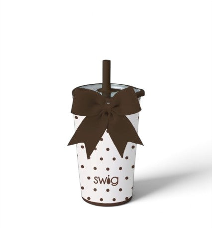 Swig Life Mocha Dots Collection | Insulated Mega Mug 40oz, Party Cup Sipper 14oz, Party Cup 24oz, Travel Mug 22oz, or Iced Cup Coolie