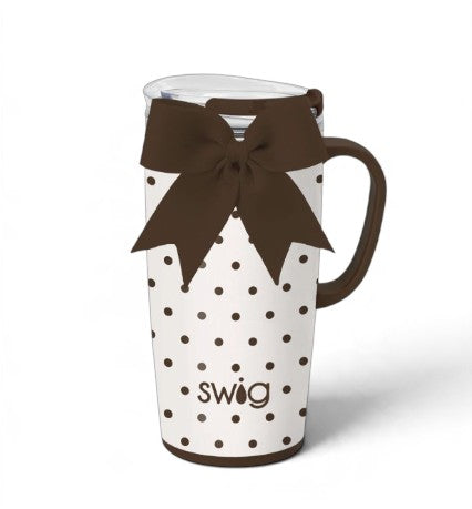 Swig Life Mocha Dots Collection | Insulated Mega Mug 40oz, Party Cup Sipper 14oz, Party Cup 24oz, Travel Mug 22oz, or Iced Cup Coolie