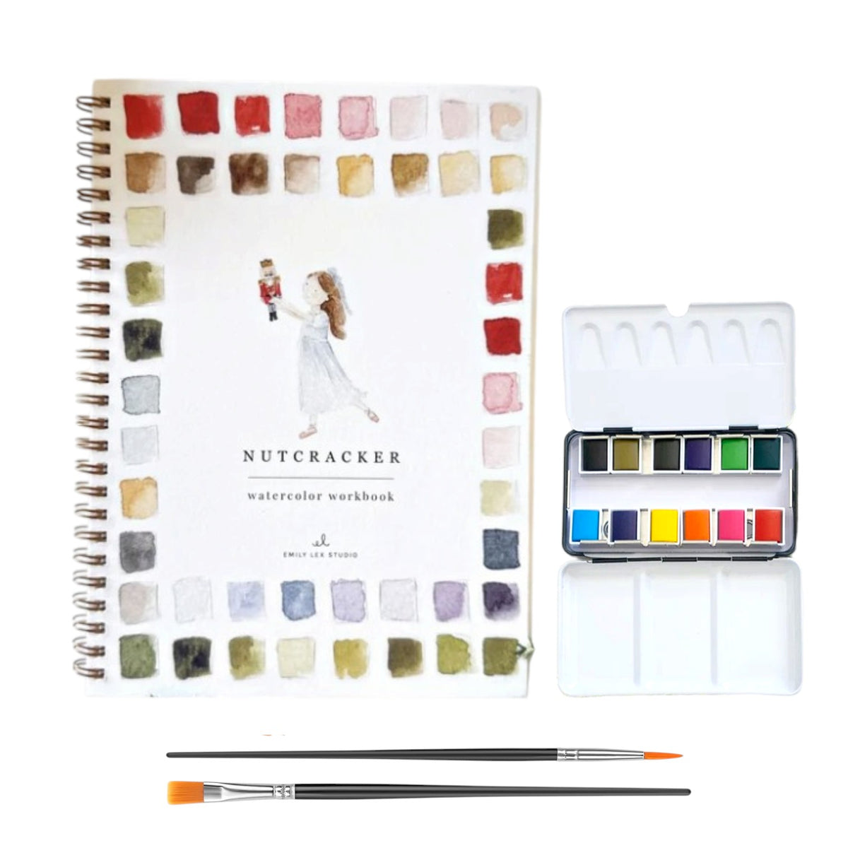 Christmas Watercolor Gift Bag | Workbook, Mini Paint Palette & Brushes