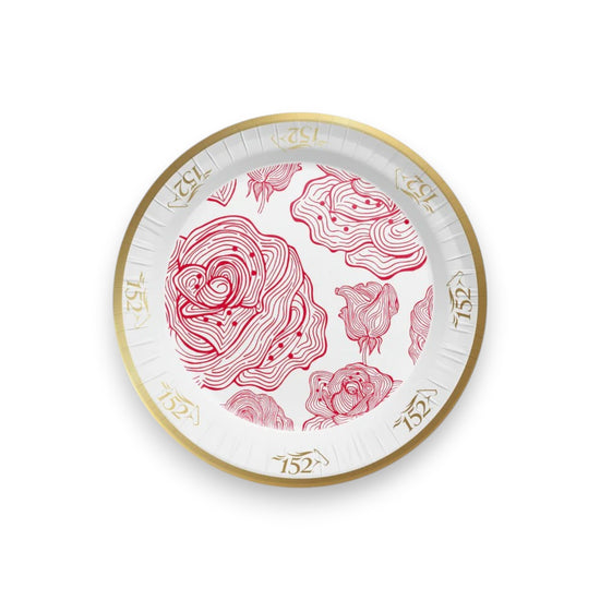 A round, 7-inch paper dessert plate featuring the official 152nd Kentucky Derby logo resting on a clean white background.