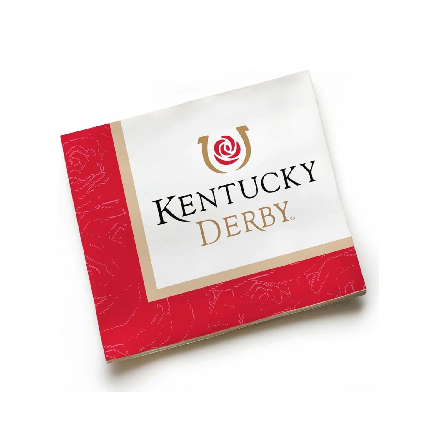 Kentucky Derby napkin with red and white design on a white background