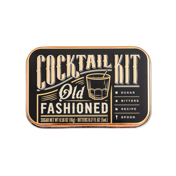 Old Fashioned Cocktail Kit tin on a white background.