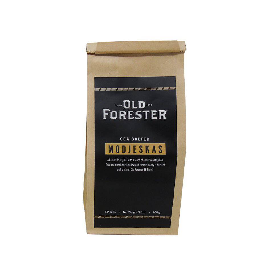Old Forester sea salted mojjeskas packaging on a white background