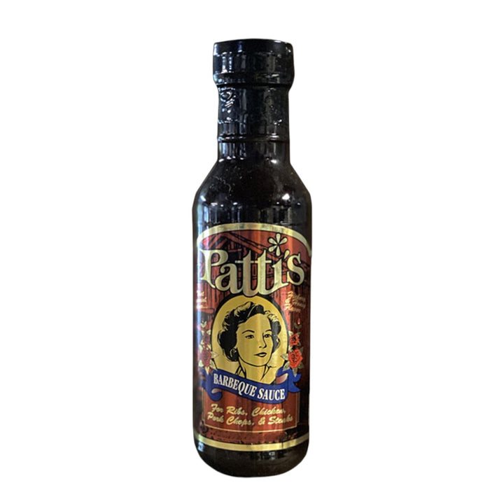 Bottle of Patti's Barbeque Sauce on a white background