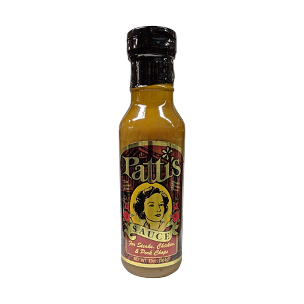 Bottle of Patti's Sauce with a colorful label on a white background