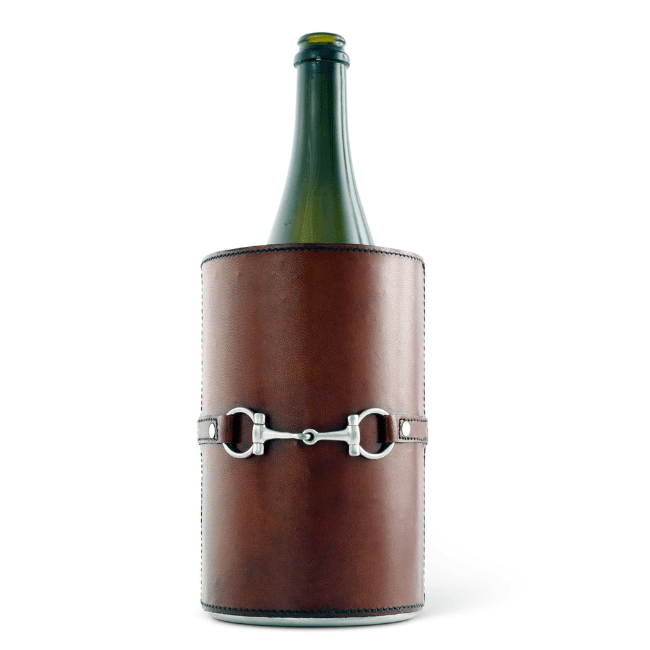Premium Genuine Leather Bit Wine Bottle Chiller - Stainless Lined - A Taste of Kentucky