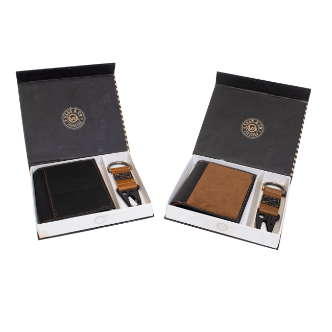 Premium Genuine Leather Wallet and Key Ring Set - A Taste of Kentucky