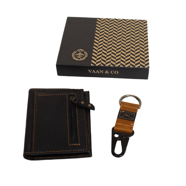 Premium Genuine Leather Wallet and Key Ring Set - A Taste of Kentucky
