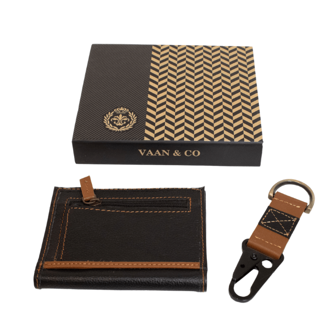 Premium Genuine Leather Wallet and Key Ring Set - A Taste of Kentucky