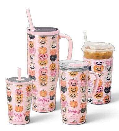 Swig Life Pumpkin Stacks Collection | Insulated Mega Mug 40oz, Travel Mug 22oz, Party Cup Sipper 14oz, or Iced Cup Coolie