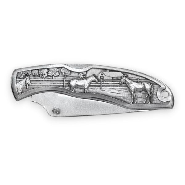 Racehorse Pocket Knife | Stainless Steel with Fine Pewter Accents