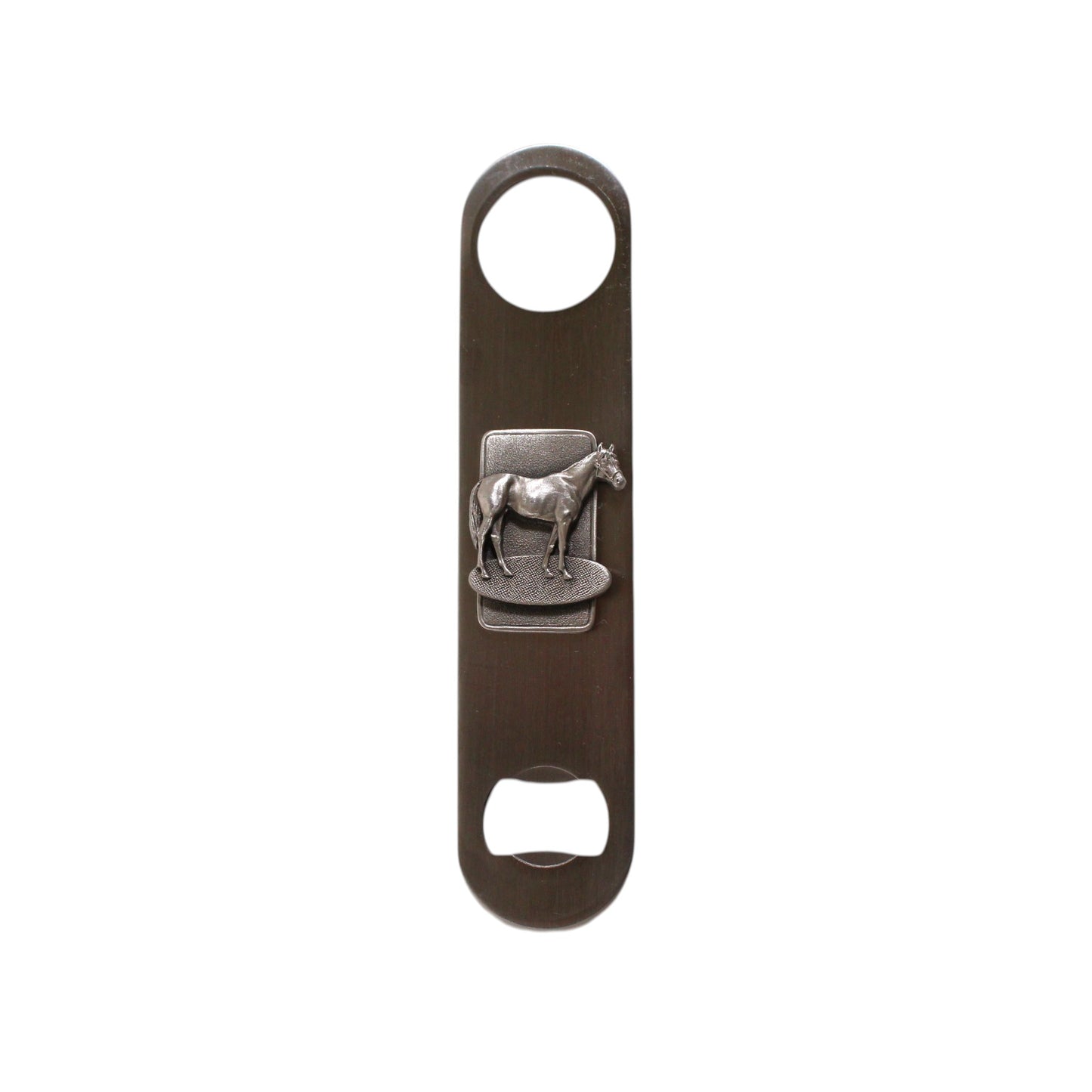Bottle opener with horse design on a white background