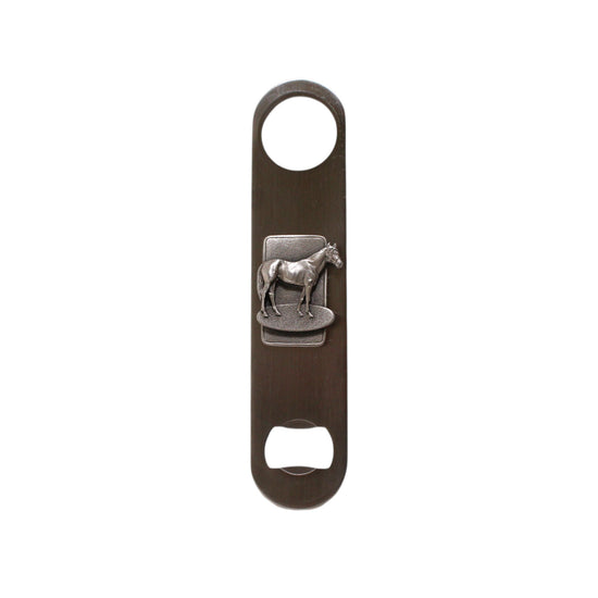 Bottle opener with horse design on a white background