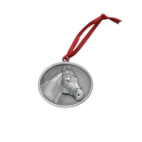 Horse Racing Pewter Ornament | Racehorse or By A Nose Design