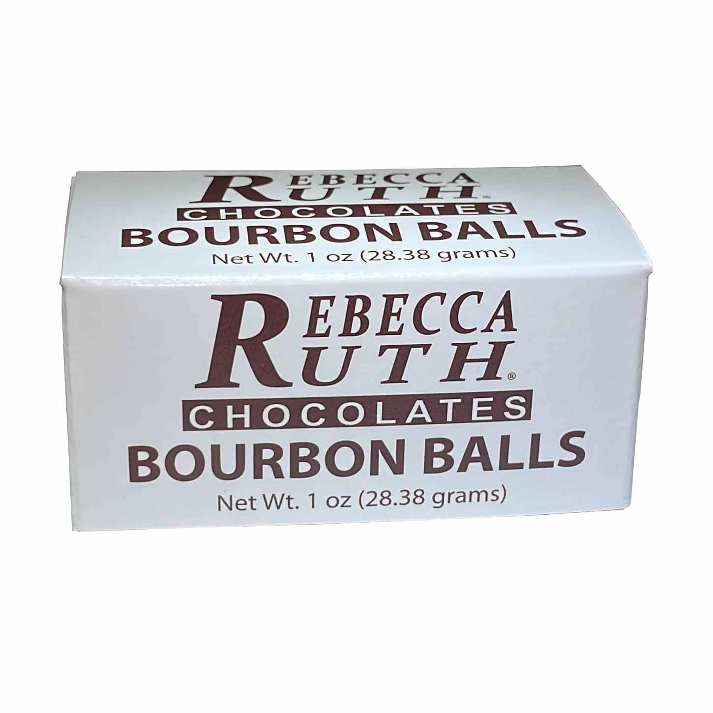 Box of Rebecca Ruth Chocolates Bourbon Balls on a white background