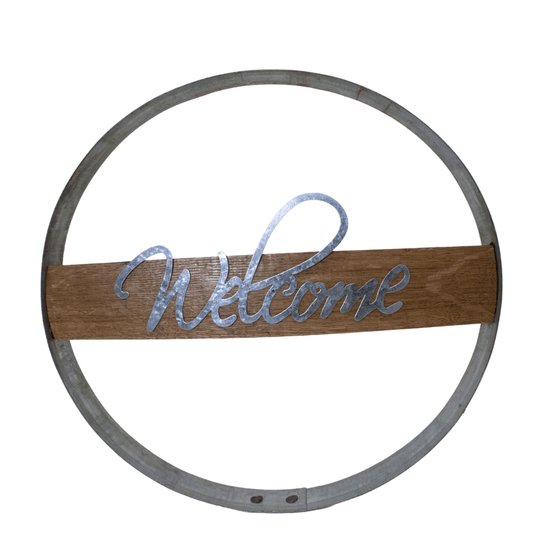Rustic Metal and Wood Welcome Sign – Round Wall Decor - A Taste of Kentucky