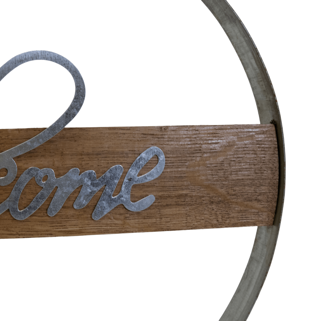 Rustic Metal and Wood Welcome Sign – Round Wall Decor - A Taste of Kentucky