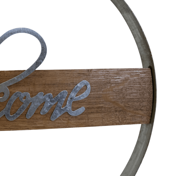 Rustic Metal and Wood Welcome Sign – Round Wall Decor - A Taste of Kentucky