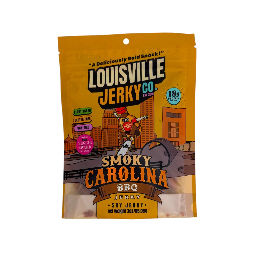 The Smoky Carolina BBQ flavor jerky package with its unique artwork.
