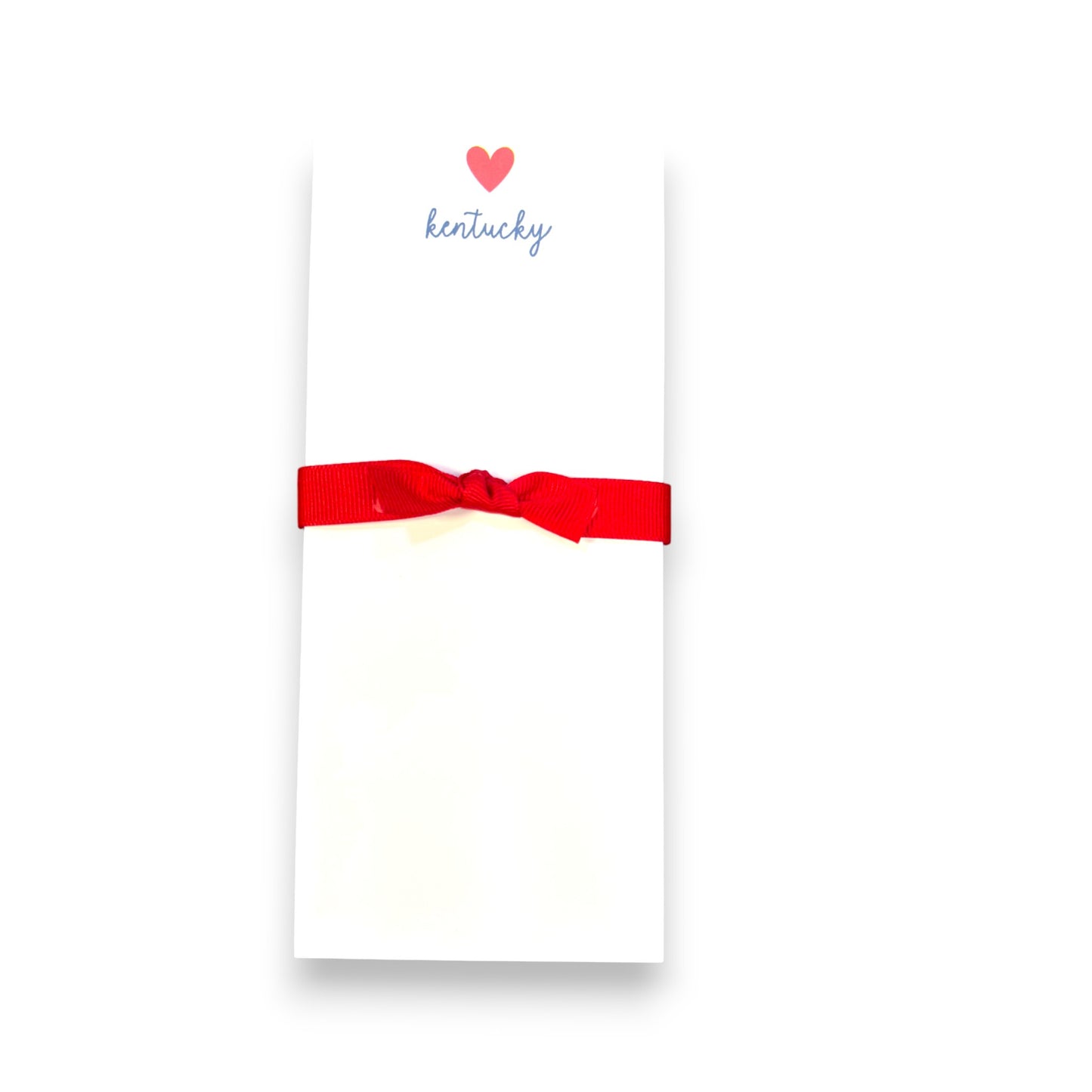 Notepad with a red ribbon and 'Kentucky' text on a white background