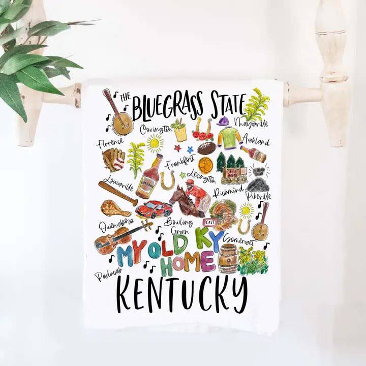State of Kentucky Tea Towel - Happy by Rachel - A Taste of Kentucky
