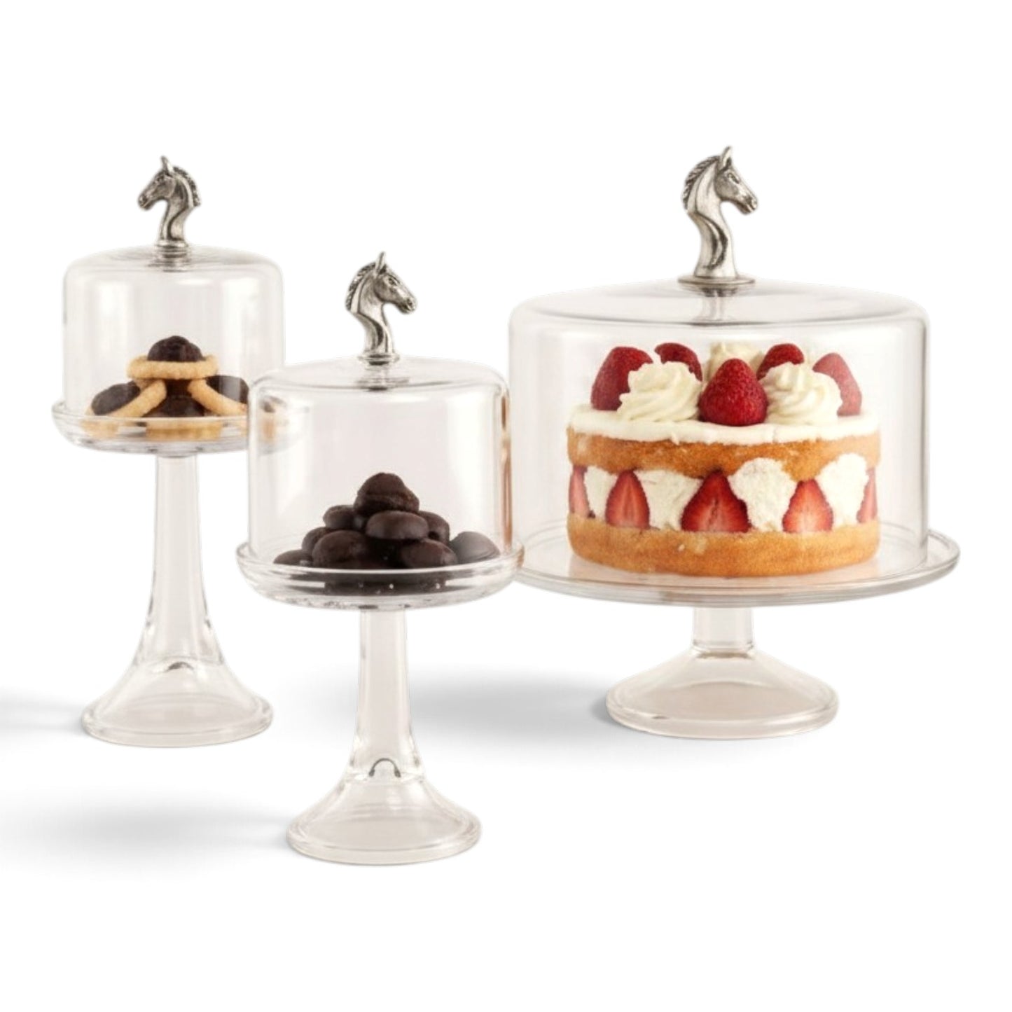 Horse Glass Covered Cake / Dessert Stand