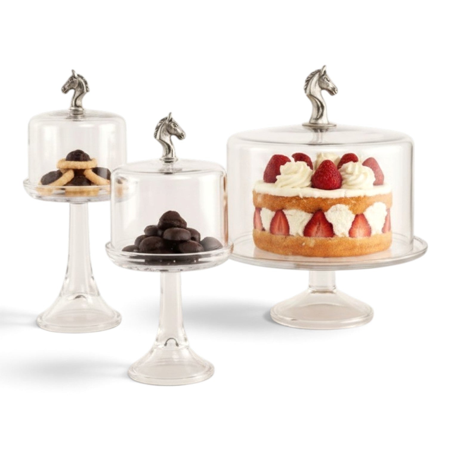 Horse Glass Covered Cake / Dessert Stand