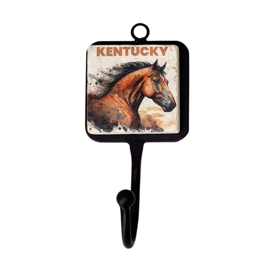 Wall hook with a horse illustration and 'Kentucky' text on a white background