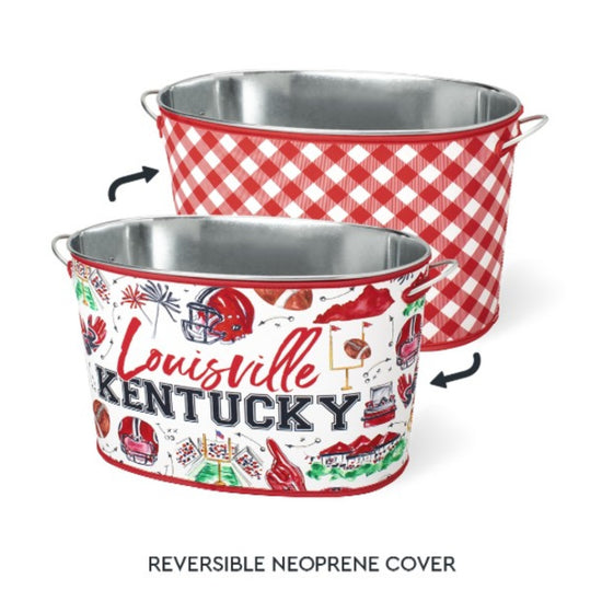 Close-up of the durable 4mm neoprene reversible cover on the Tailgates in Louisville Party Tub.