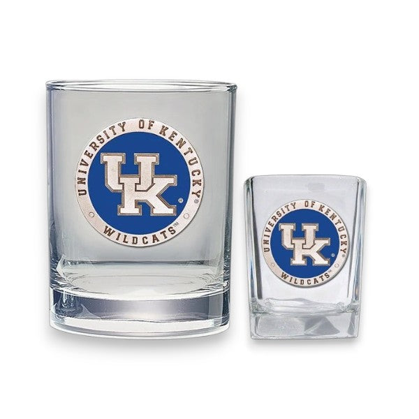 University of Kentucky Pewter Barware | UK Logo Double Old Fashioned Glass or Square Shot Glass