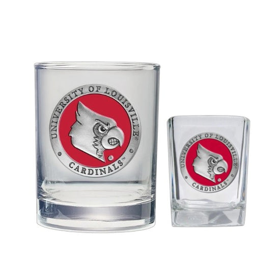 University of Louisville Pewter Barware | Cardinals Double Old Fashioned Glass or Square Shot Glass