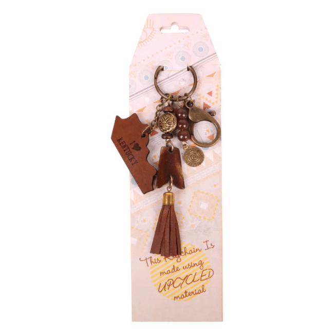 Upcycled Leather Kentucky Keychain - A Taste of Kentucky