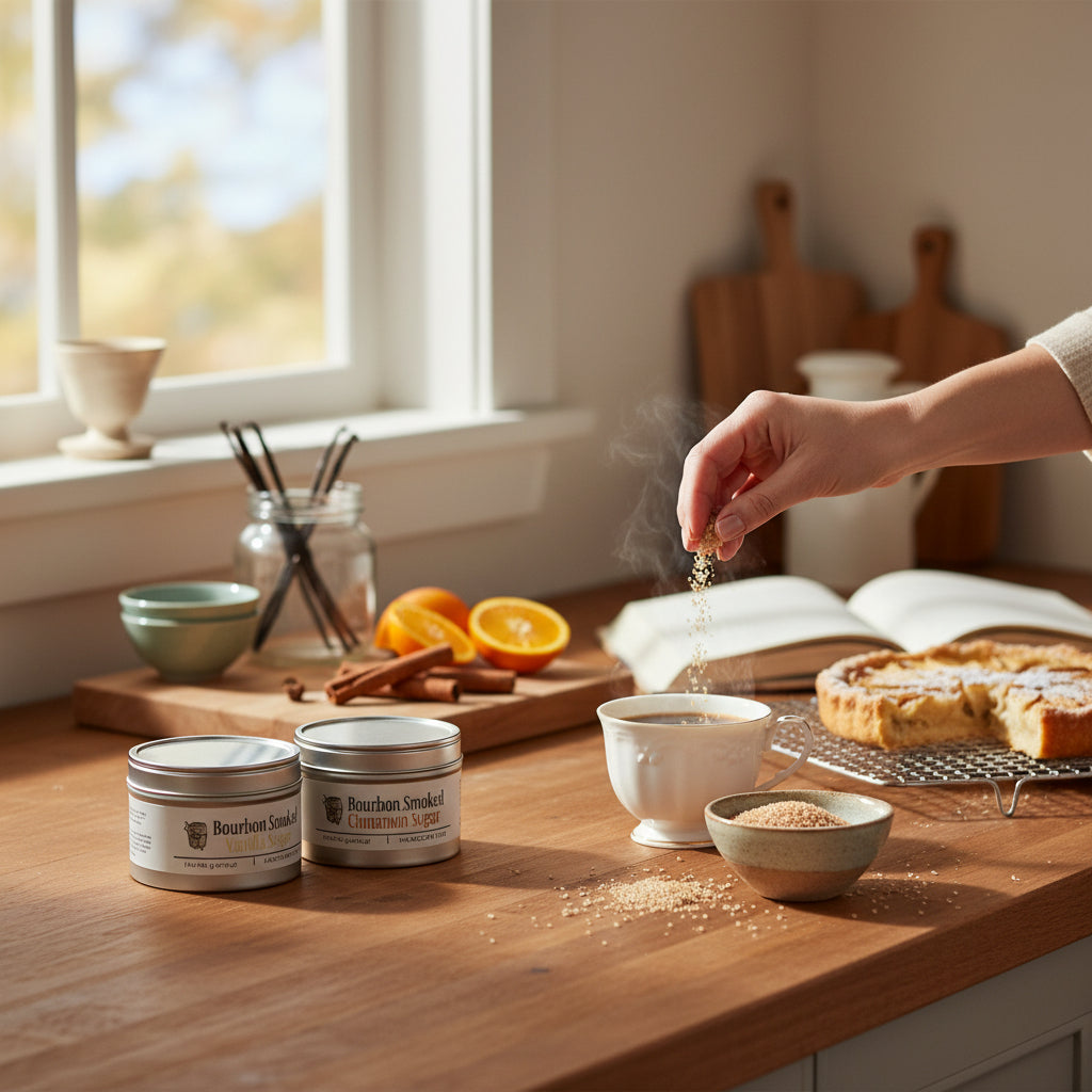 Freshly baked cookies sprinkled with Bourbon Smoked Vanilla Sugar.
