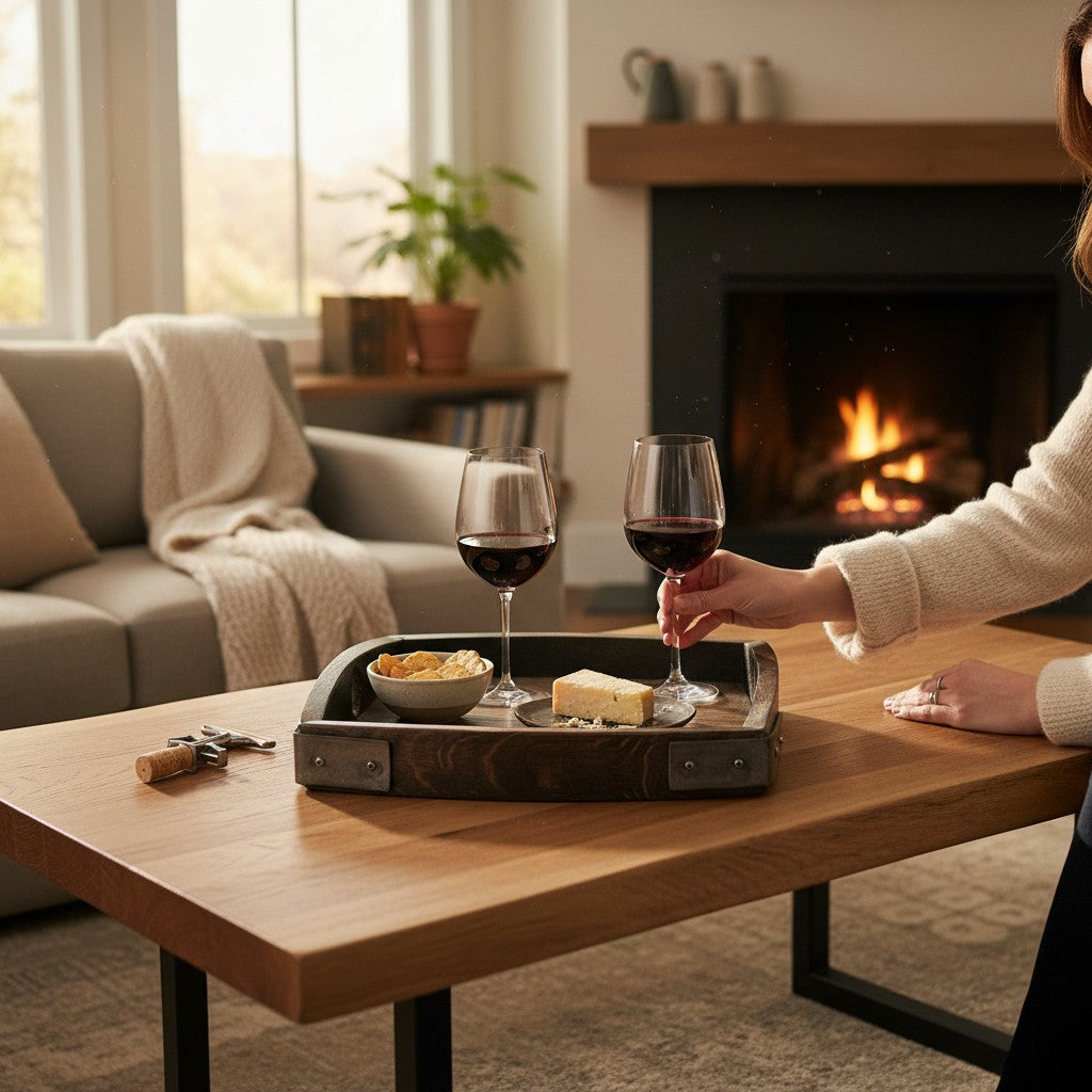 Vino Oak Tray Square | Reclaimed Wine Barrel Serving Tray - A Taste of Kentucky