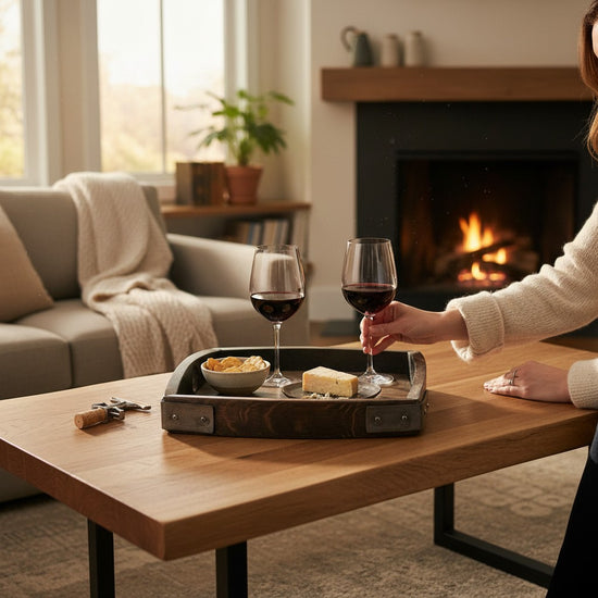 Vino Oak Tray Square | Reclaimed Wine Barrel Serving Tray - A Taste of Kentucky