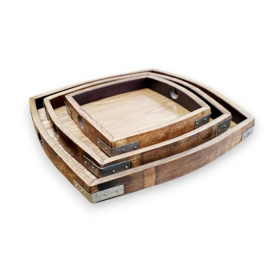 Vino Oak Tray Square | Reclaimed Wine Barrel Serving Tray - A Taste of Kentucky