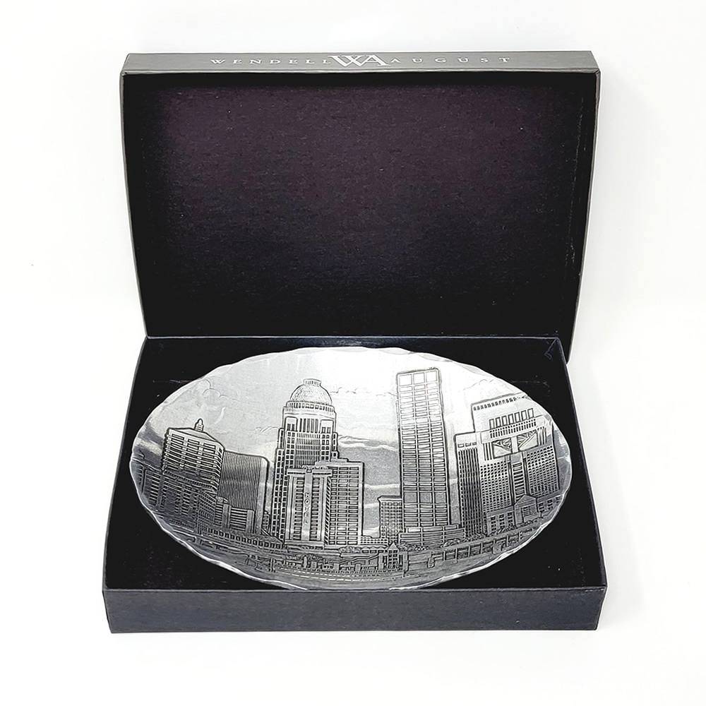 Wendell August Forge Louisville Skyline Small Oval Tray - A Taste of Kentucky