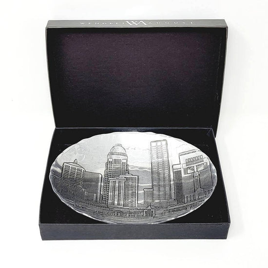 Wendell August Forge Louisville Skyline Small Oval Tray - A Taste of Kentucky