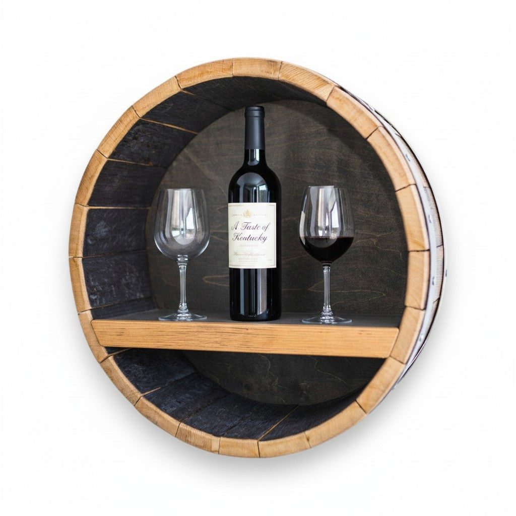 Whiskey Bar Shelf | Handcrafted Reclaimed Whiskey Stave Bottle Display Shelf