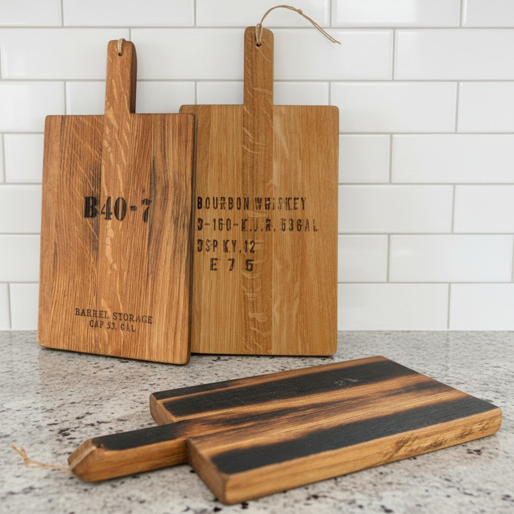 Whiskey Stave Charcuterie Board showing its versatile serving surface.